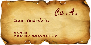 Cser András névjegykártya